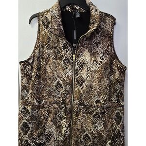 New Directions‎ Women's Vest Brown & Black Snakeskin/Leopard Print Size 1X